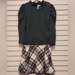 Janie and Jack Long Sleeve Shirt and Plaid Skirt Size 2T